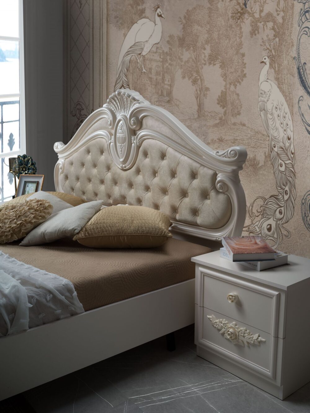 Barock Schlafzimmer Nora in Beige 7-Teilig – Bild 5