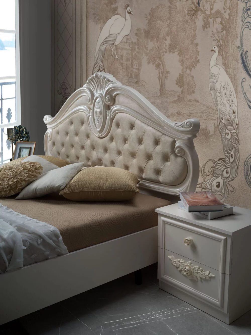 Barock Schlafzimmer Nora in Beige 7-Teilig – Bild 5