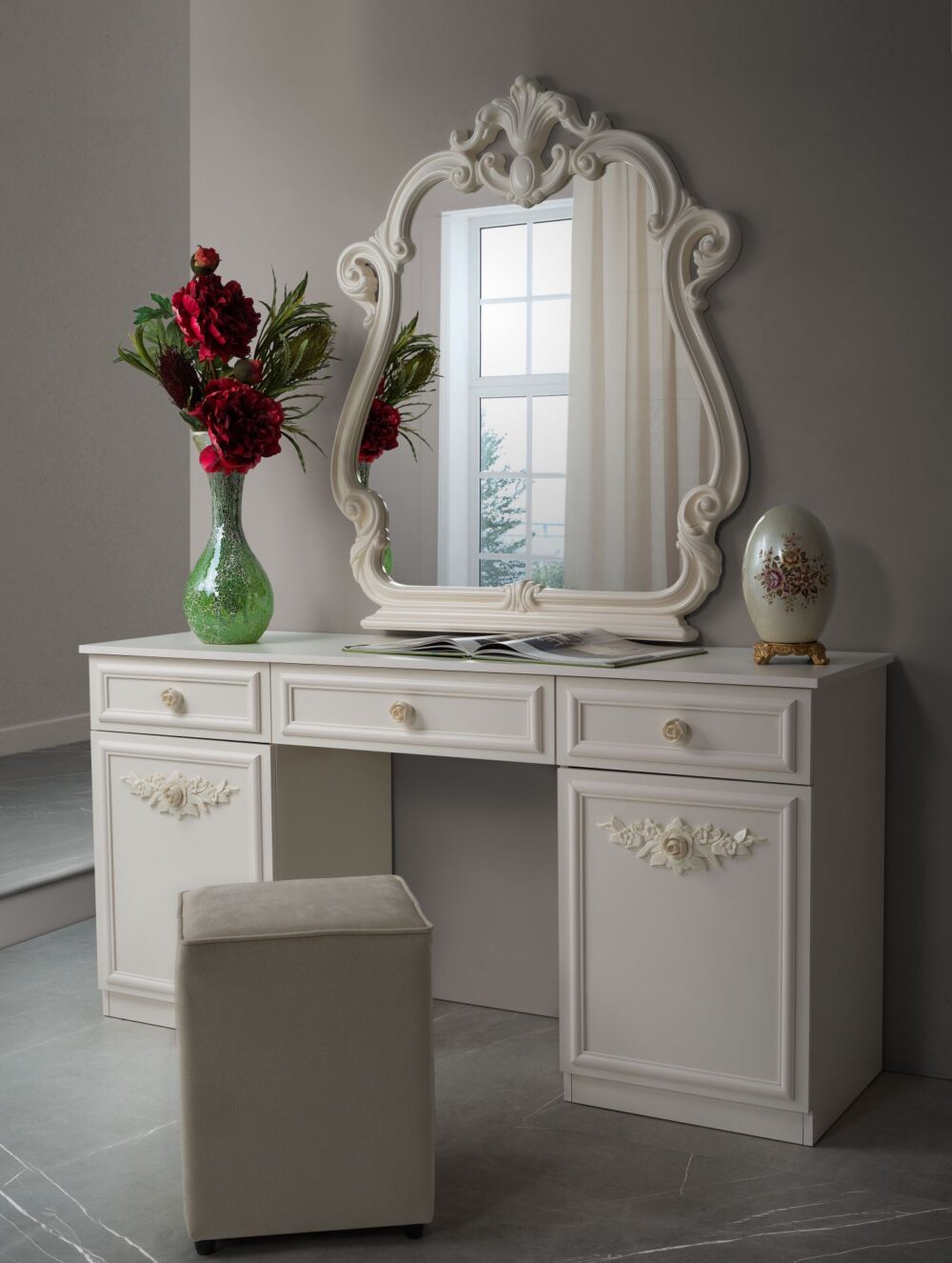 Barock Schlafzimmer Nora in Beige 7-Teilig – Bild 6