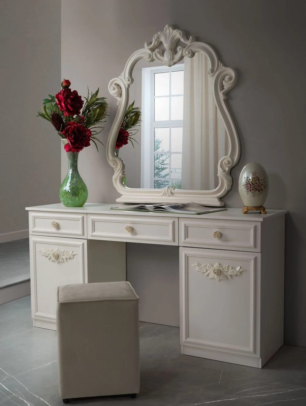 Barock Schlafzimmer Nora in Beige 7-Teilig – Bild 6