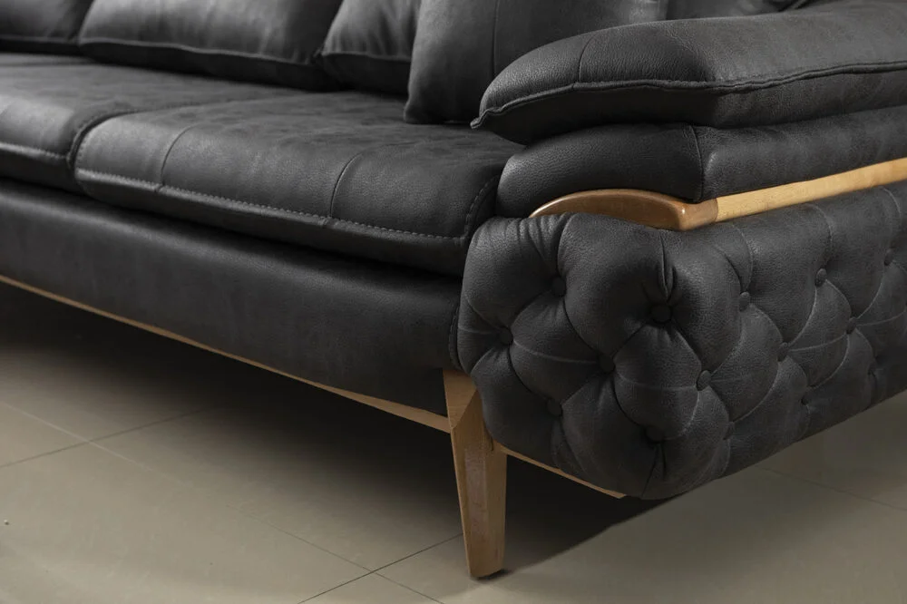 Ecksofa Maja Black 300x300cm mit Hocker – Bild 2