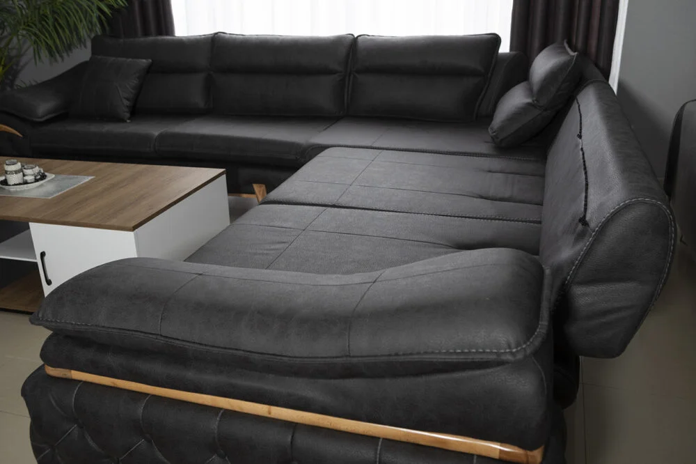 Ecksofa Maja Black 300x300cm mit Hocker – Bild 3