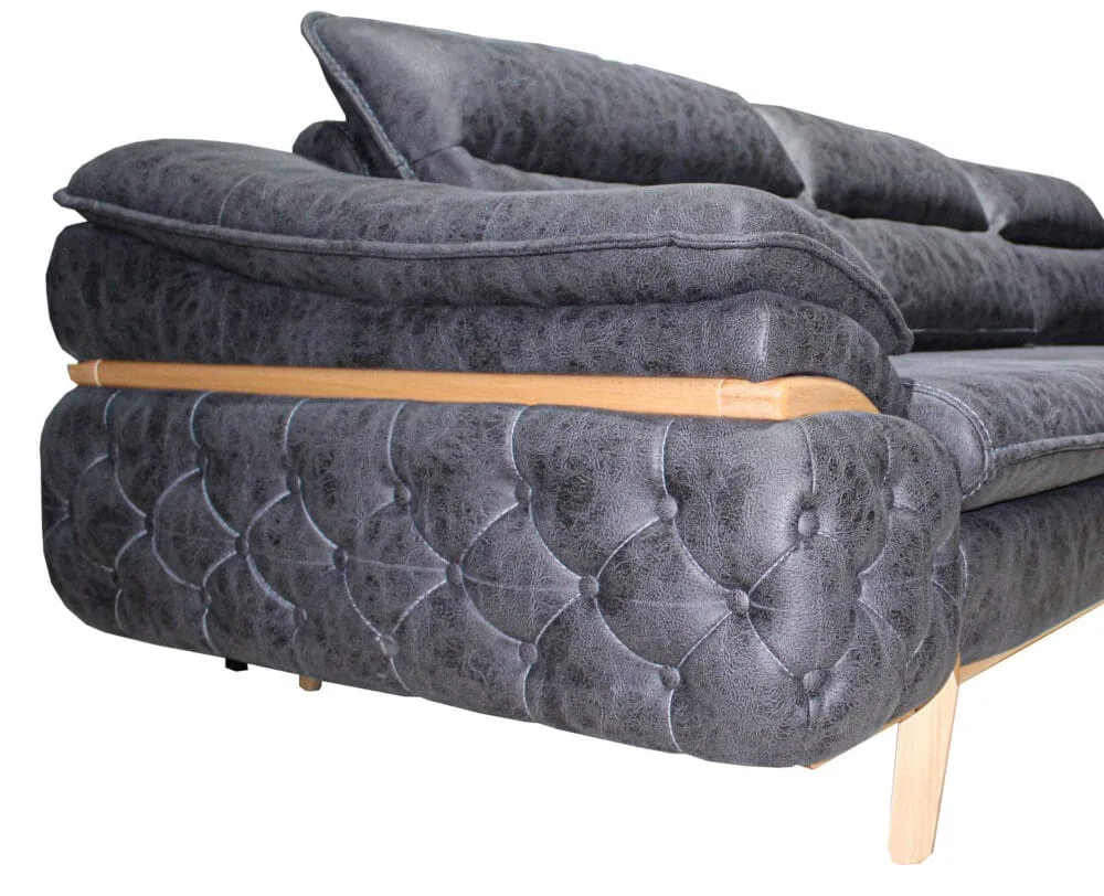 Ecksofa MAJA 300×220 Schwarz mit Hocker – Bild 2