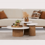 Dreisitzer Ruby Bouclé-Stoff Beige