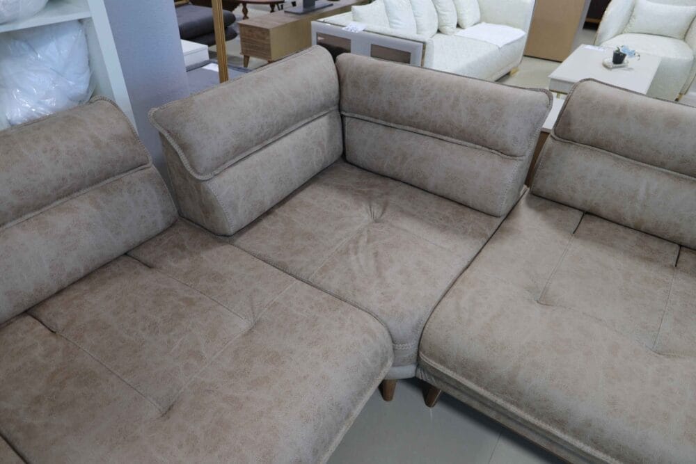 Ecksofa Valentino 300×300 Mit Hocker Beige Stoff – Bild 2