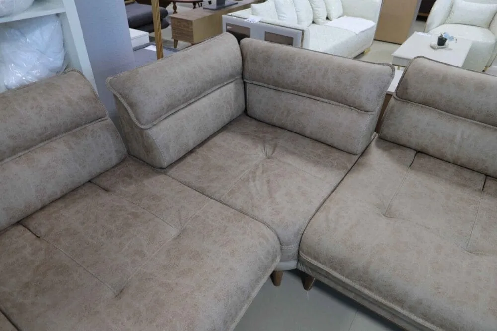 Ecksofa Valentino 300×300 Mit Hocker Beige Stoff – Bild 2
