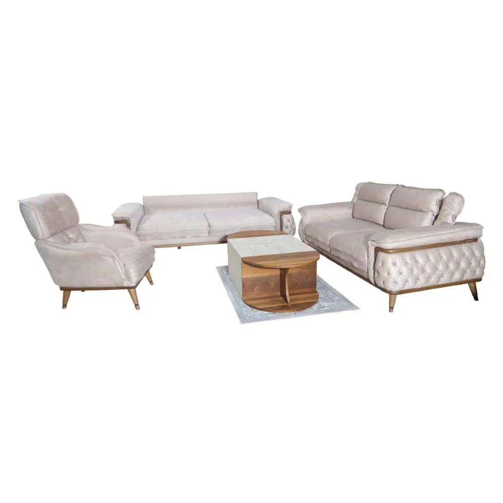 Sofa Set Firence 3-2-1 Beige Stoff – Bild 3
