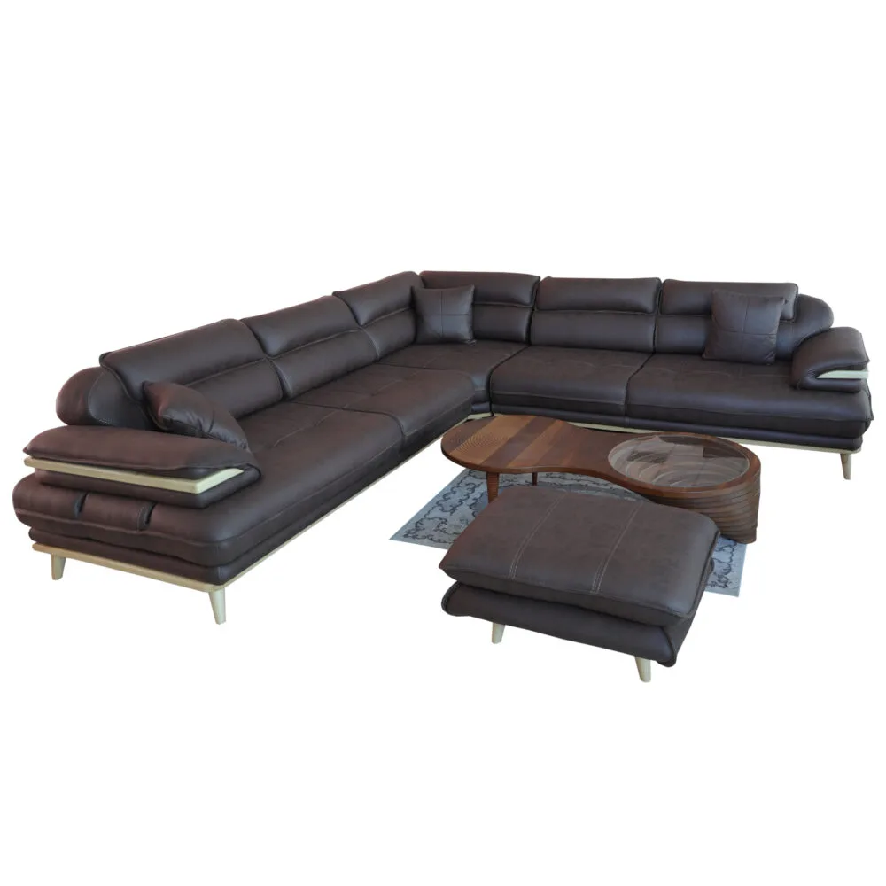 Ecksofa Valentino Braon 300x300 mit Pouf