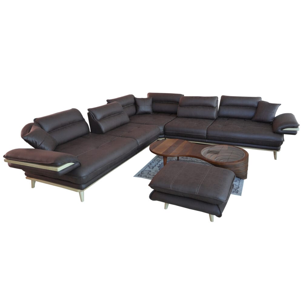 Ecksofa Valentino Braon 300x300 mit Pouf – Bild 6