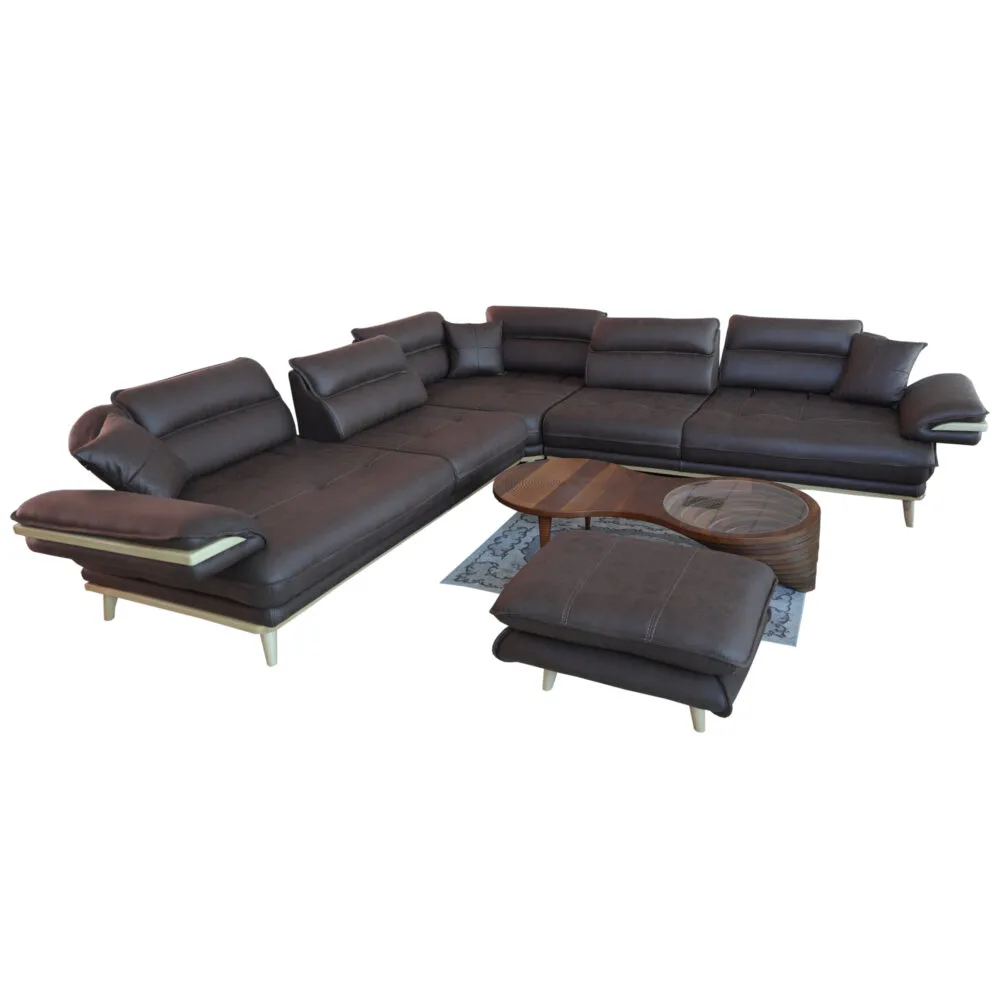 Ecksofa Valentino Braon 300x300 mit Pouf – Bild 6