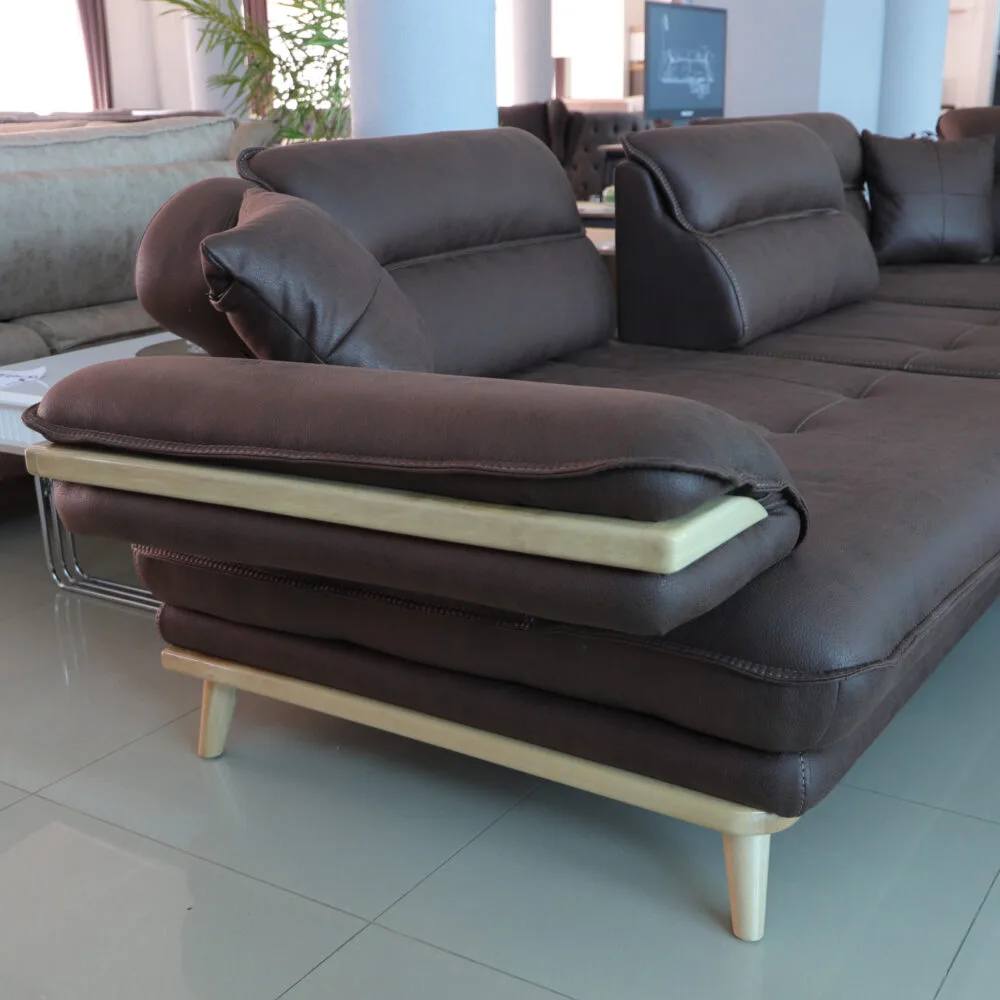 Ecksofa Valentino Braon 300x300 mit Pouf – Bild 5