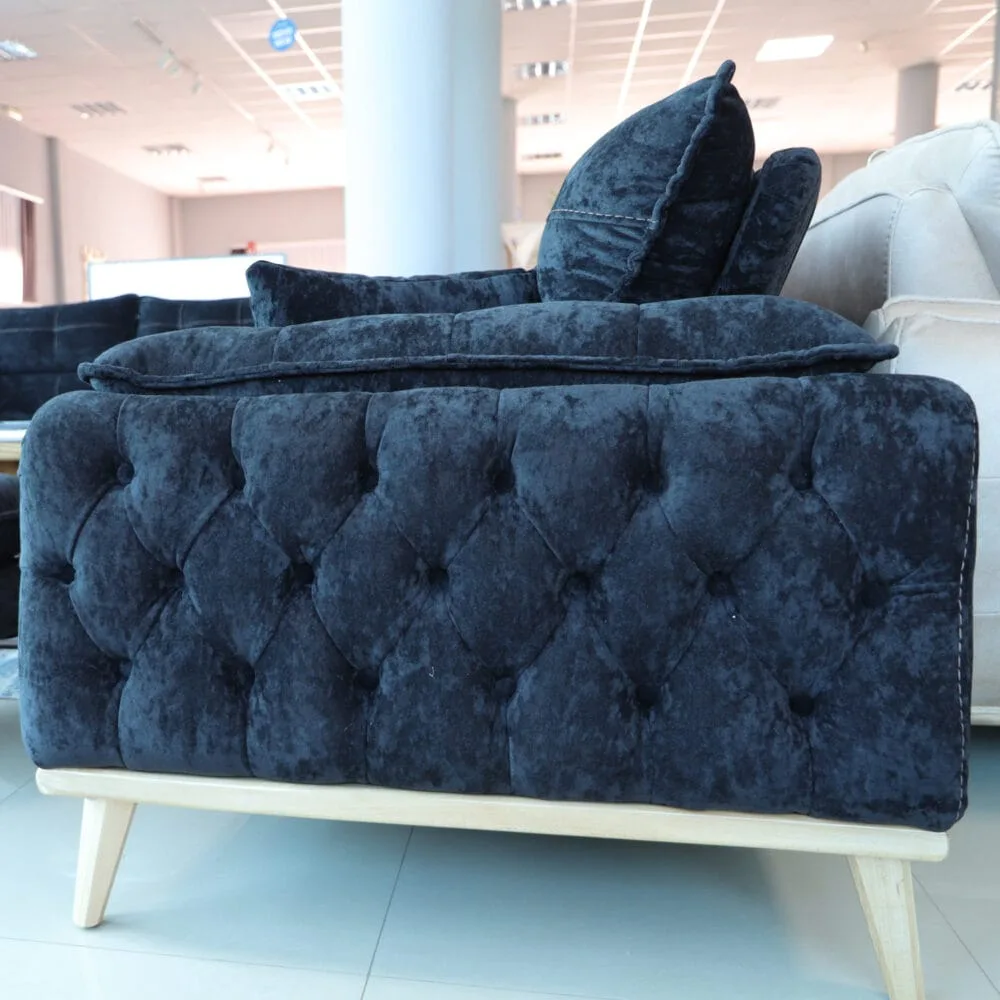 Ecksofa Royal Schwarz 300×300 mit Hocker – Bild 4