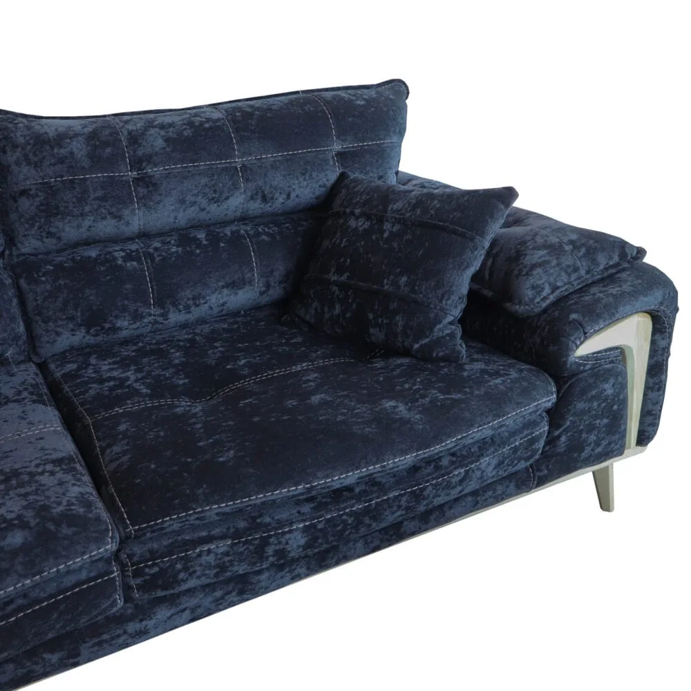 Ecksofa Royal Schwarz 300×300 mit Hocker – Bild 3