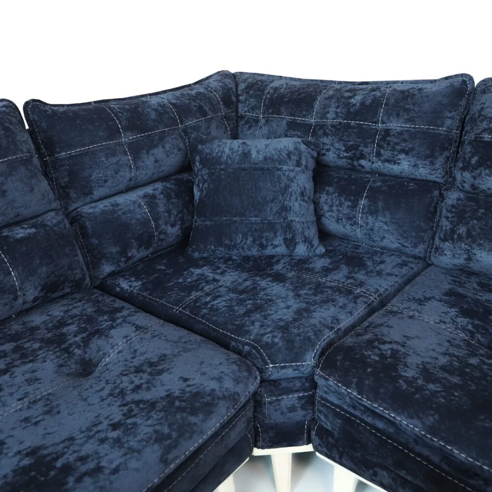 Ecksofa Royal Schwarz 300×300 mit Hocker – Bild 2