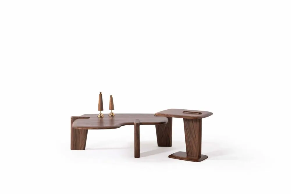 Wohnzimmertisch Van Gogh Walnuss Holz Set Duo