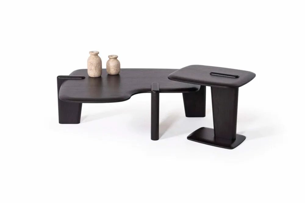 Wohnzimmertisch Van Gogh Schwarzes Holz Set Duo – Bild 10