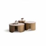 Wohnzimmertisch Set Trio Metallbeine Travertin