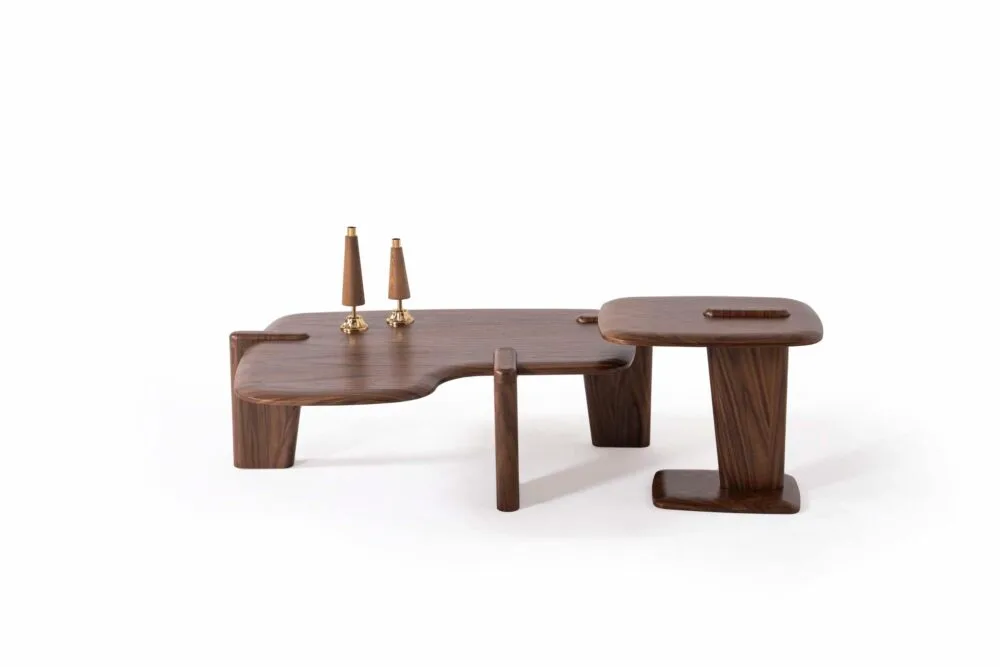 Wohnzimmertisch Van Gogh Walnuss Holz Set Duo – Bild 2