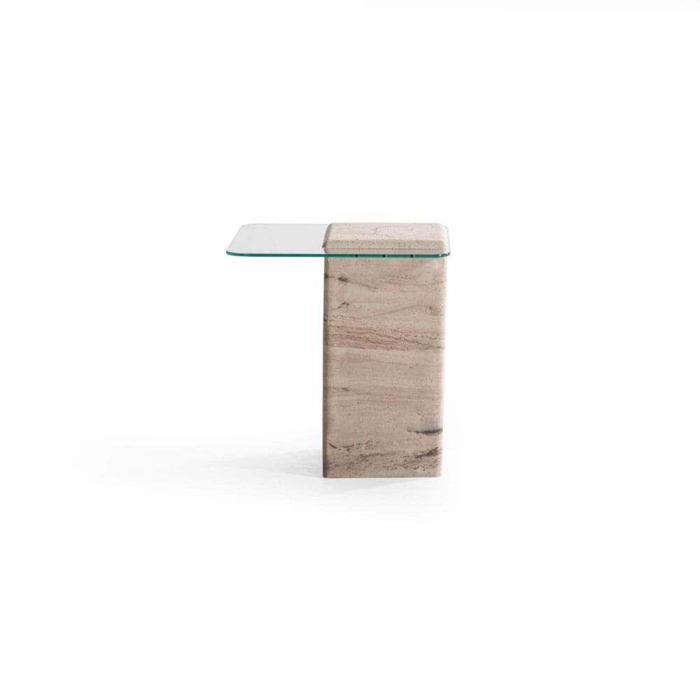 Wohnzimmertisch Set Duo Gehärtetes Glas + Travertin Stein – Bild 8