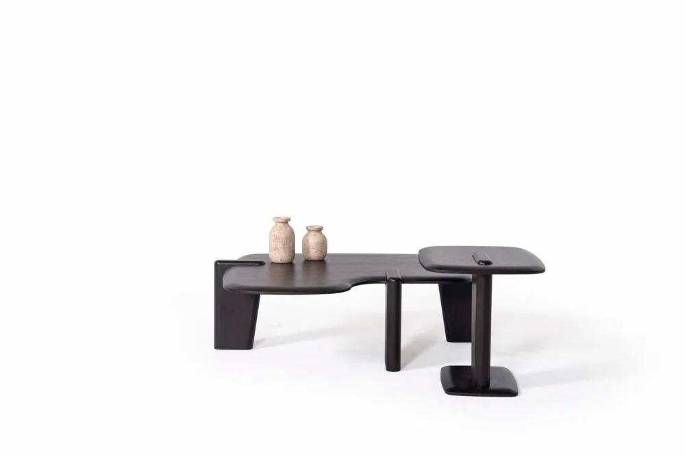 Wohnzimmertisch Van Gogh Schwarzes Holz Set Duo – Bild 9