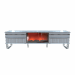 TV-Kommode Parma mit Kamin – Weiss Silber