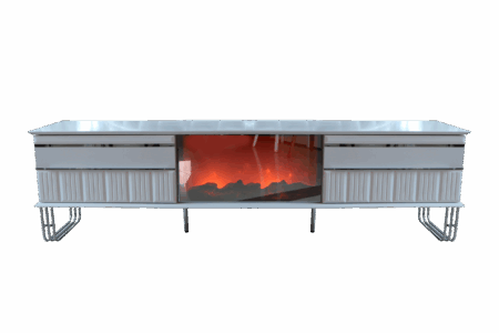 TV-Kommode Parma mit Kamin – Weiss Silber