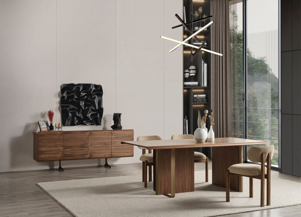 Esstisch MET-23 220×100 cm Massivholz mit bronzefarbenen Metallfüßen – Bild 2