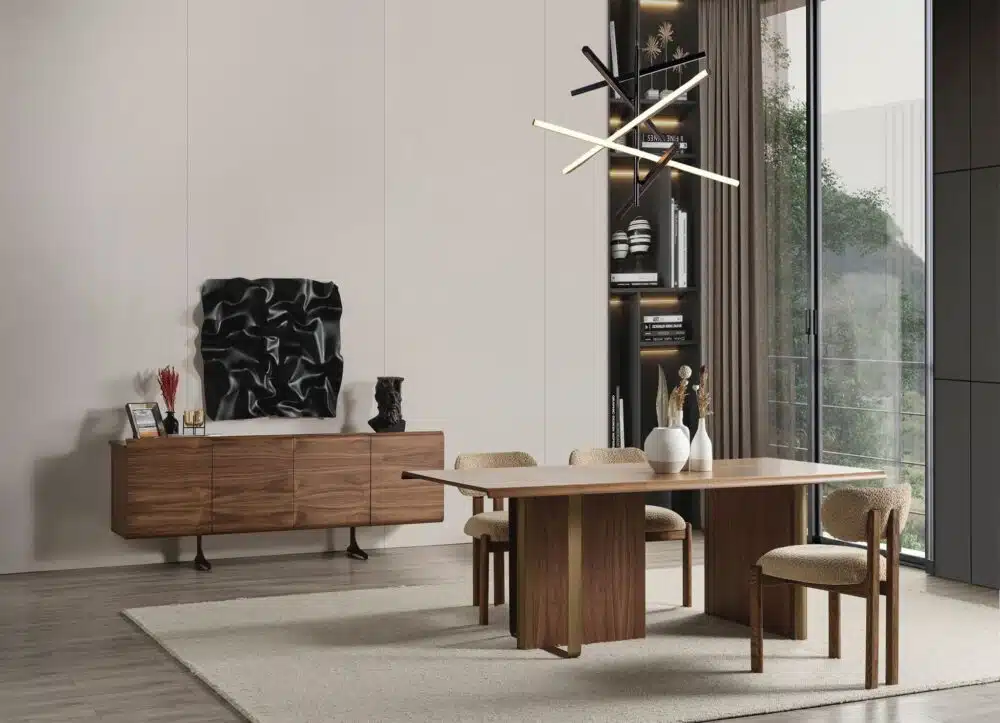 Esstisch MET-23 220×100 cm Massivholz mit bronzefarbenen Metallfüßen – Bild 2
