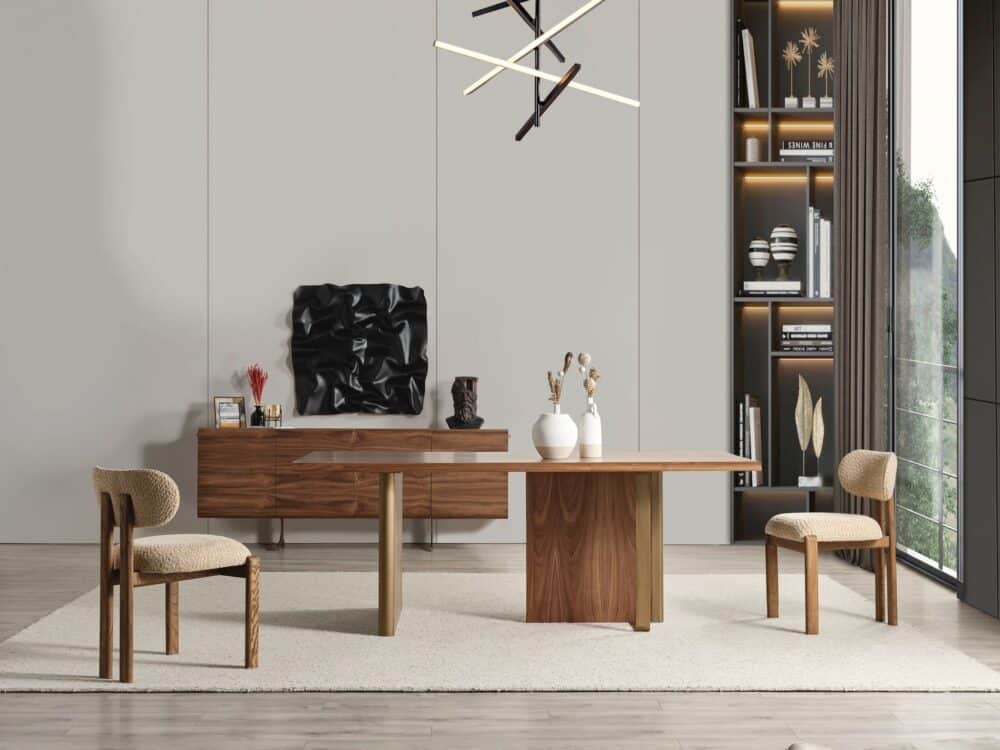 Esstisch MET-23 220×100 cm Massivholz mit bronzefarbenen Metallfüßen – Bild 3