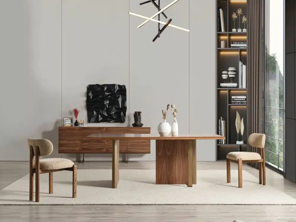 Esstisch MET-23 220×100 cm Massivholz mit bronzefarbenen Metallfüßen – Bild 3
